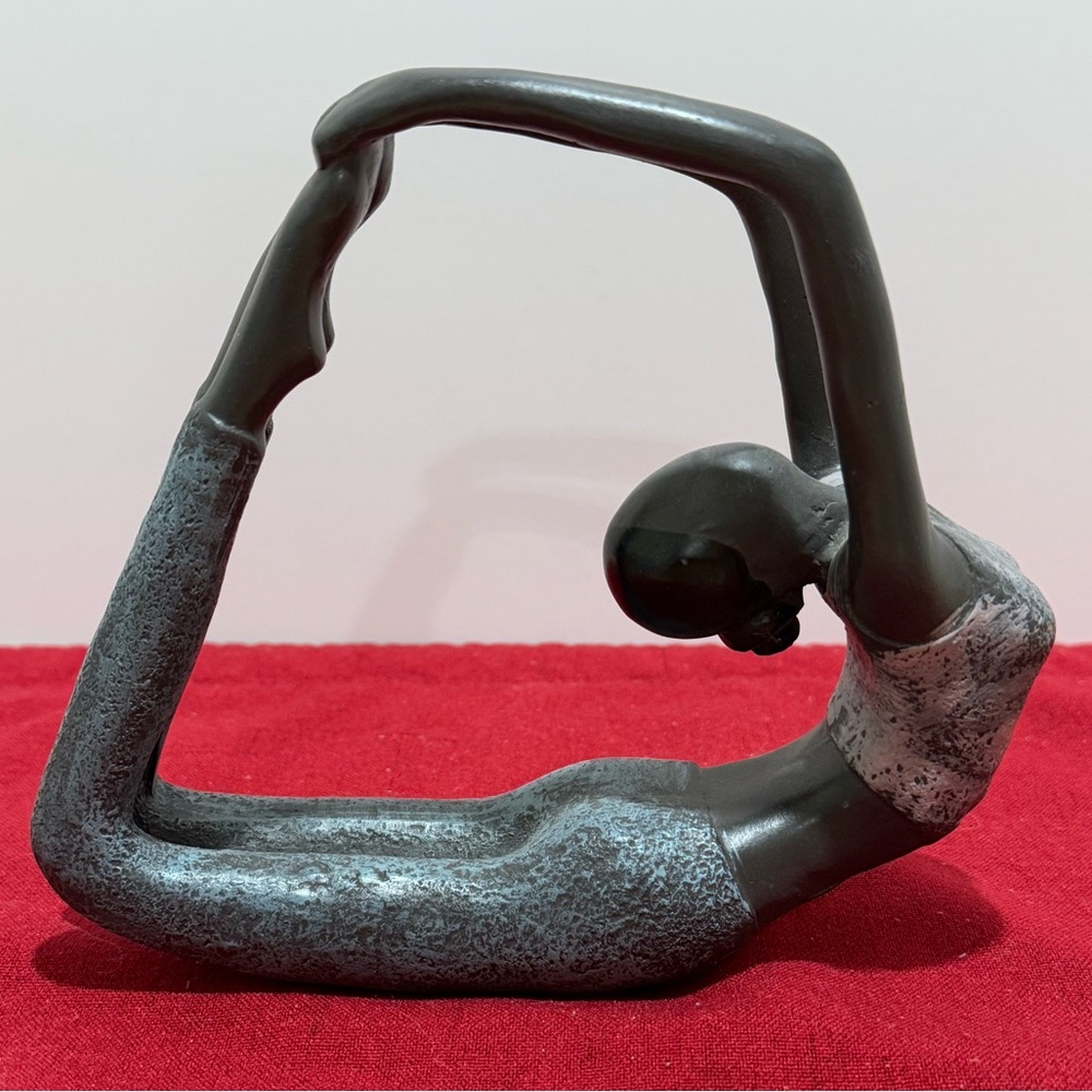 6” Woman Dancer Gymnast Stretching Yoga Pose Sculpture Statue Gray Blue Pink